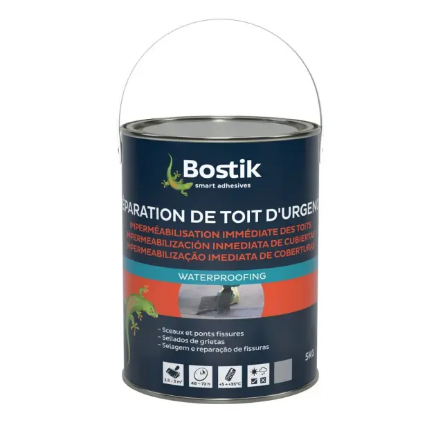 Impermeabilizante de cubiertas con fibras 5 kg gris bostik