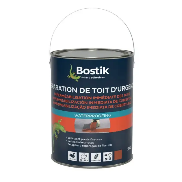 Impermeabilizante de cubiertas con fibras 5 kg rojo bostik