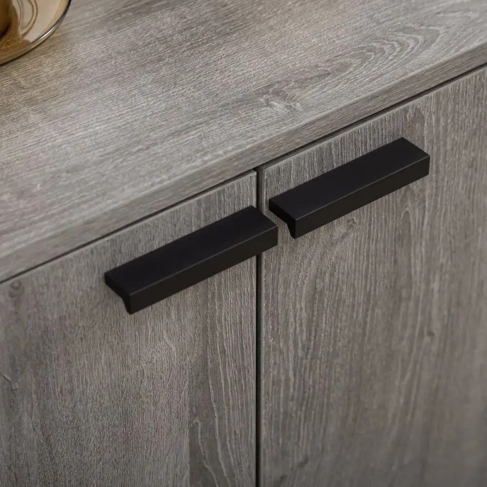 Aparador Sefiro Homcom 2 puertas + botellero gris 82x106,6x40 cm