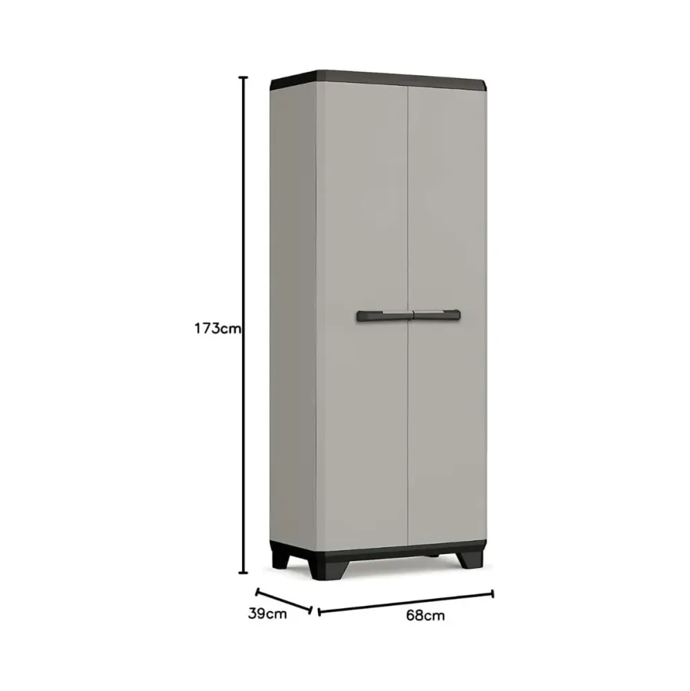 Armario alto auxiliar Planet Brico 2 puertas resina gris 173x68x39 cm