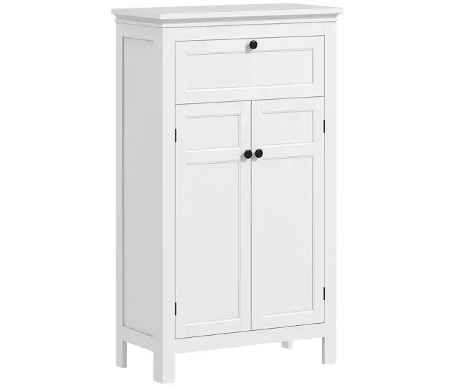 HOMCOM Mueble de Baño Columna de Baño con Cajón 2 Puertas y Estantes Ajustables Armario de Baño Vanguardista 60x30x102...