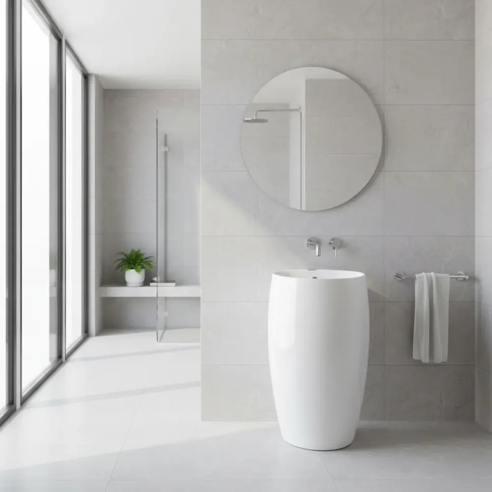 Lavabo monoblocco freestanding modello Cloud di Rak Ceramics Bianco Lucido