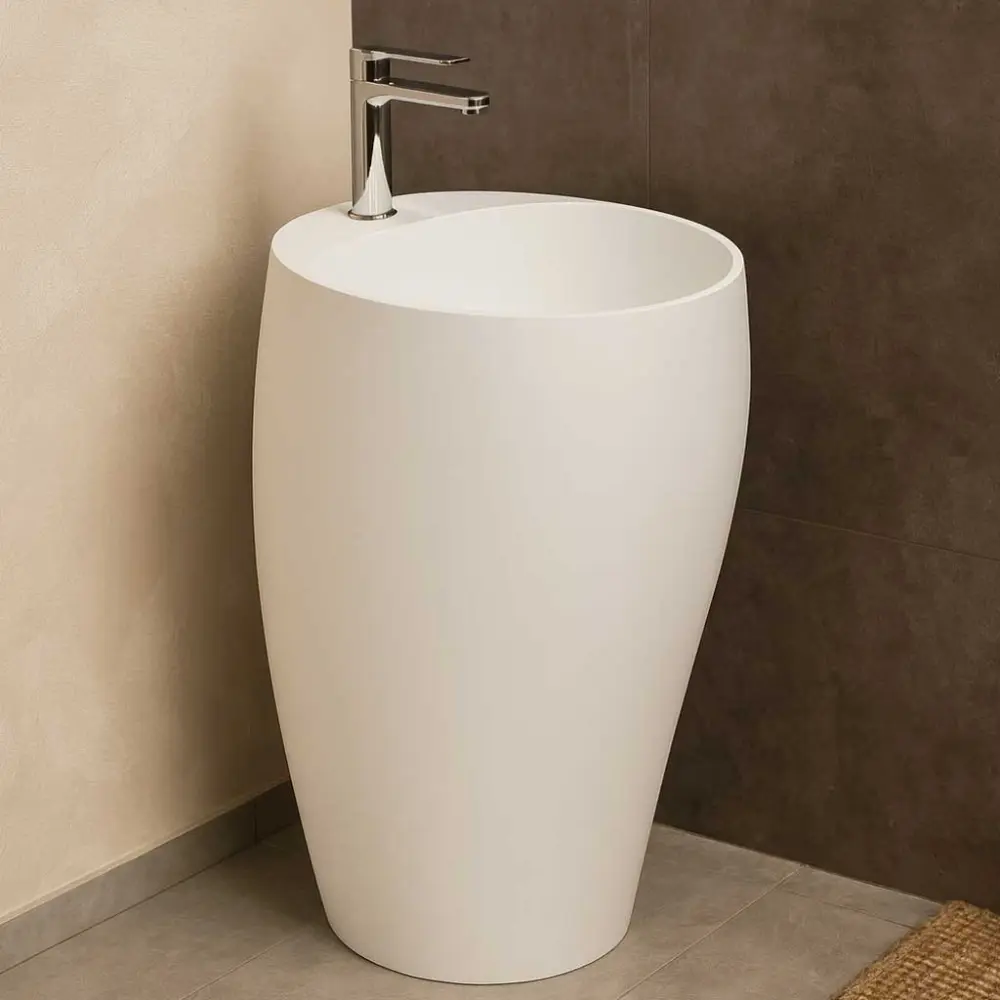 Lavabo monobloque independiente modelo Cloud de Rak Ceramics Blanco Opaco