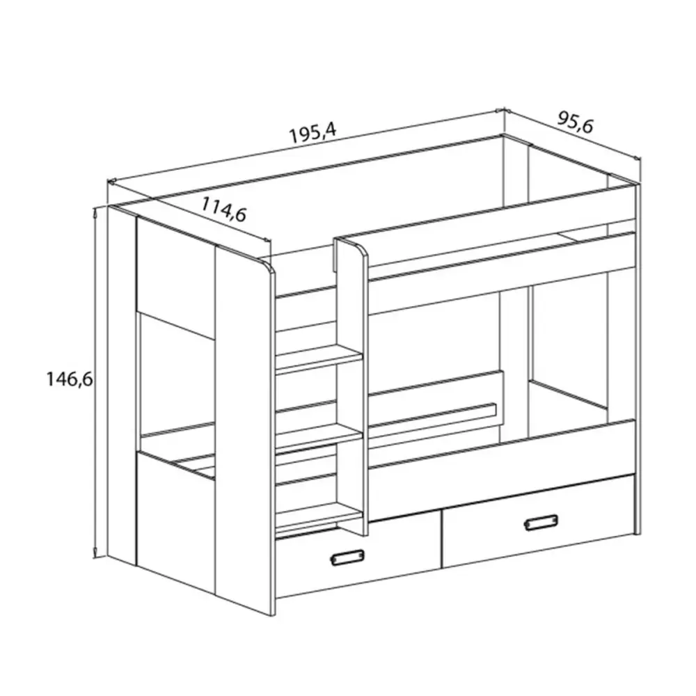 Litera con cajonera Donald 2 camas+2 cajones
