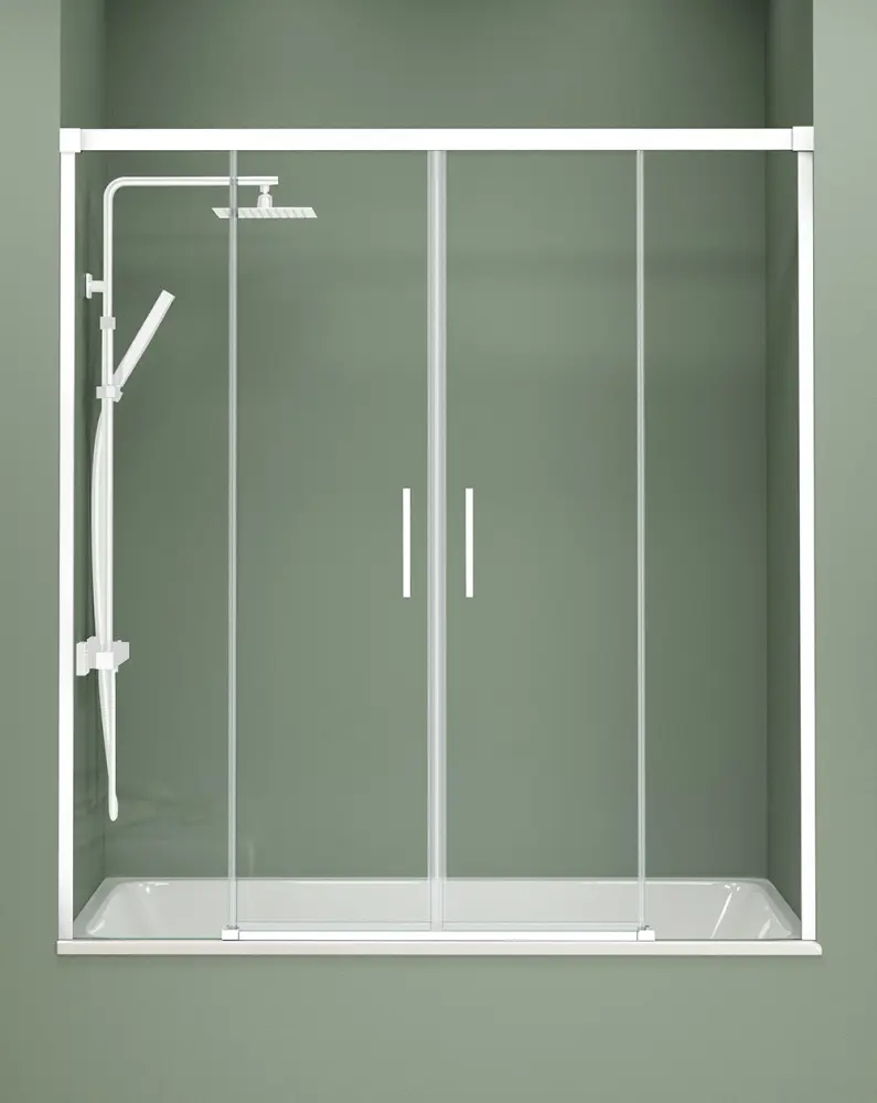 Mampara bañera 2 puertas 2 fijos | blanco 180cm (adapt.174-179cm)