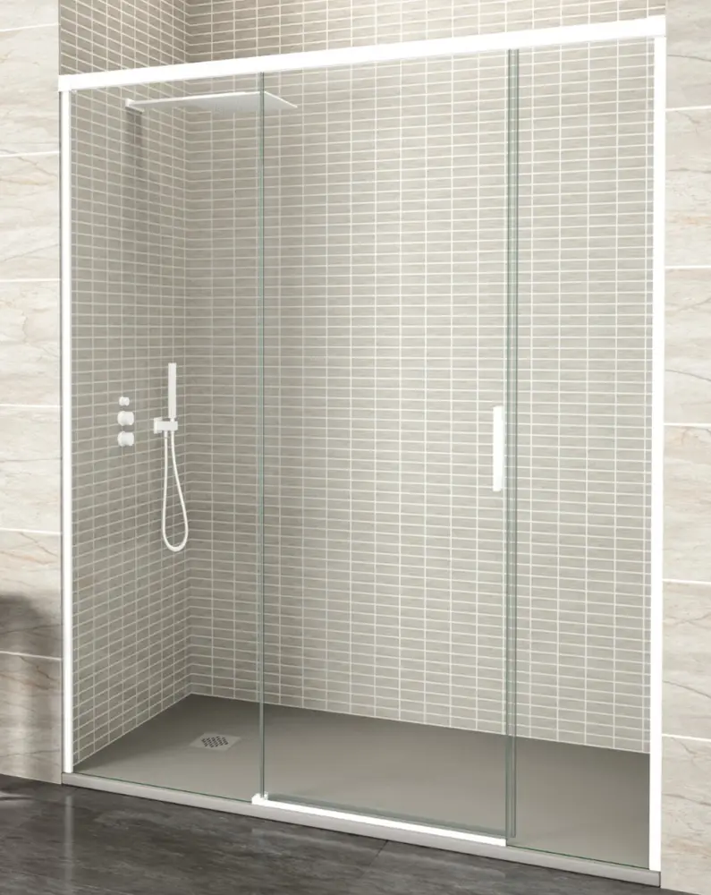 Mampara ducha 2 puertas 2 fijos | blanco 160cm (adapt.157-162cm)