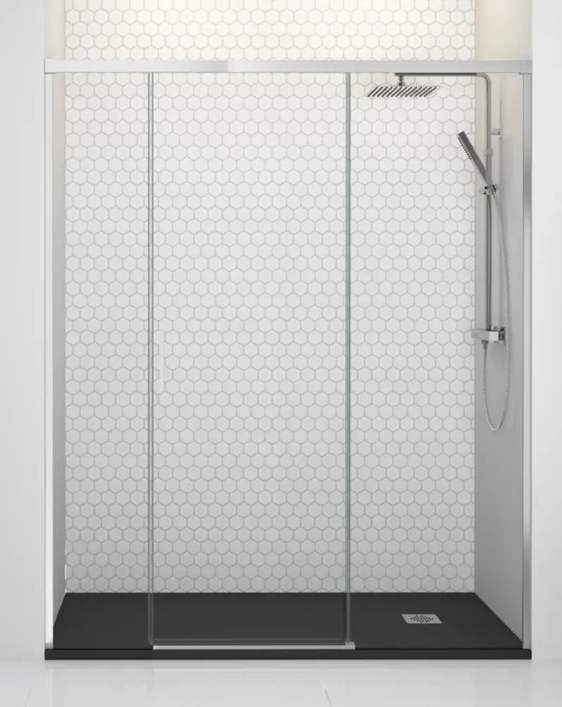 Mampara ducha 2 puertas 2 fijos | cromo 180cm (adapt.177-182cm)