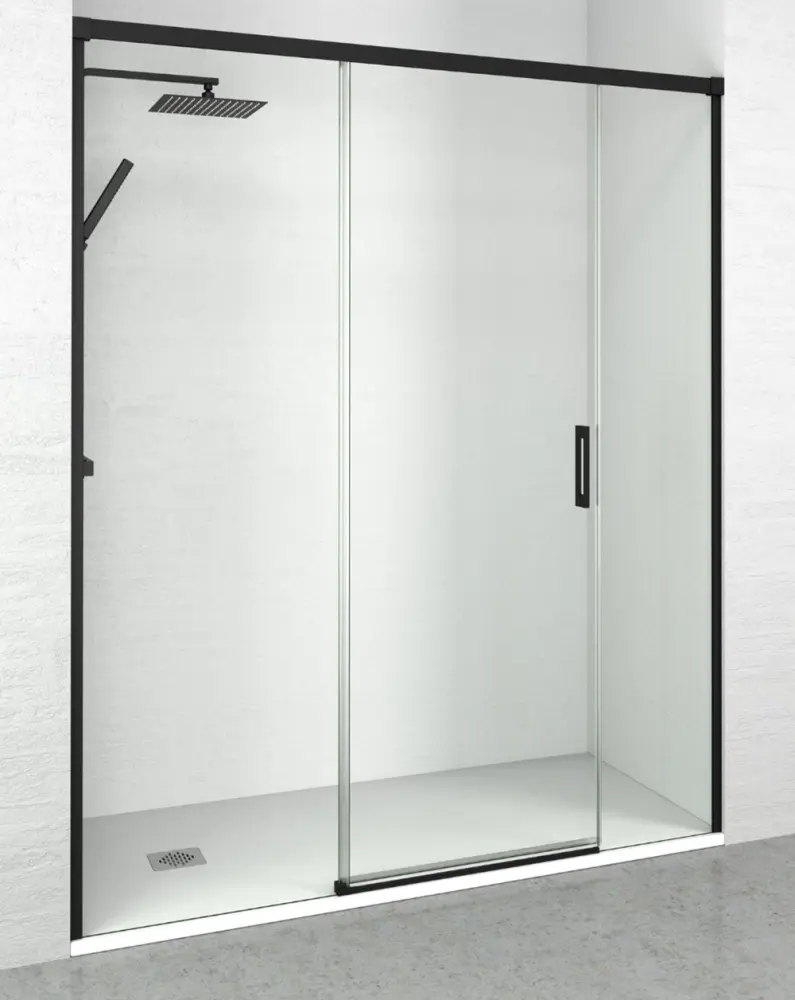 Mampara ducha 2 puertas 2 fijos | negro 190cm (adapt.187-192cm)