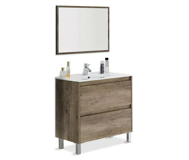 Mueble de baño con espejo Dakota 2 cajones Nordik 80 x 80 x 45 cm