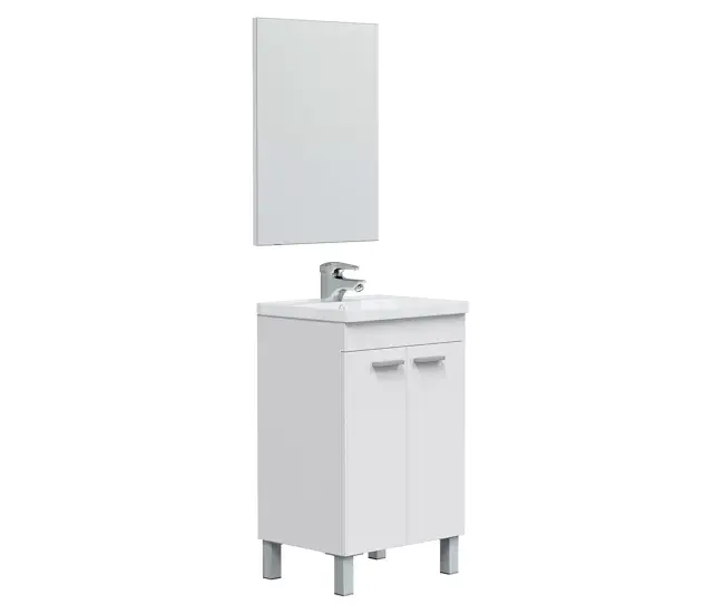 Mueble baño Levis 2 puertas espejo, sin lavabo, Blanco brillo