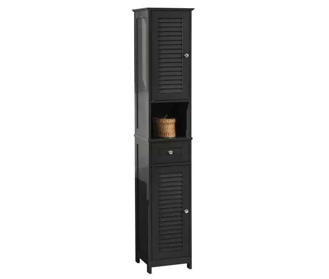 Mueble Columna de baño, Armario Baño Largo Estanterías de Baño-2 Puertas y 1 Cajón 32 x 30 x 170 cm Gris FRG236-DG SoBuy