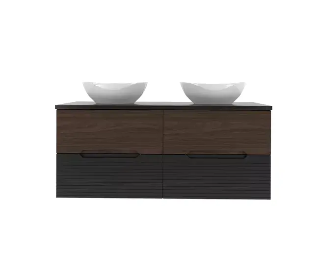 Mueble doble lavabo 120cm Sylla Negro y madera