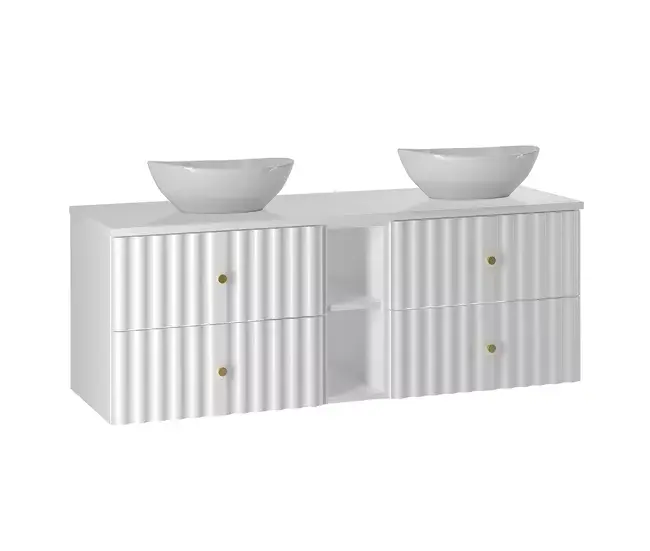 Mueble doble lavabo 140cm 2 compartimientos Izae Blanco