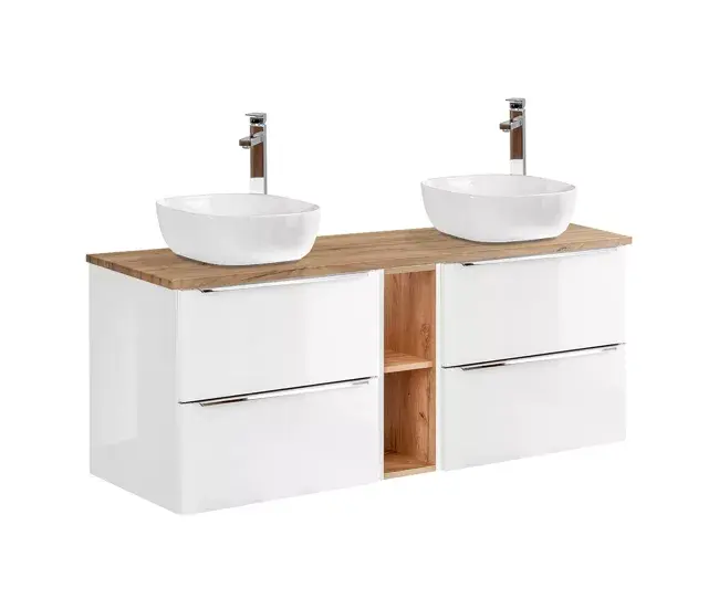 Mueble doble lavabo 140cm 2 nichos April Madera