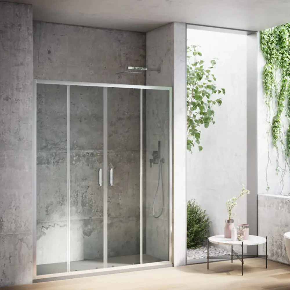 Porta doccia 2 ante scorrevoli da 200 cm modello Dioniso cristallo trasparente 6 mm reversibile