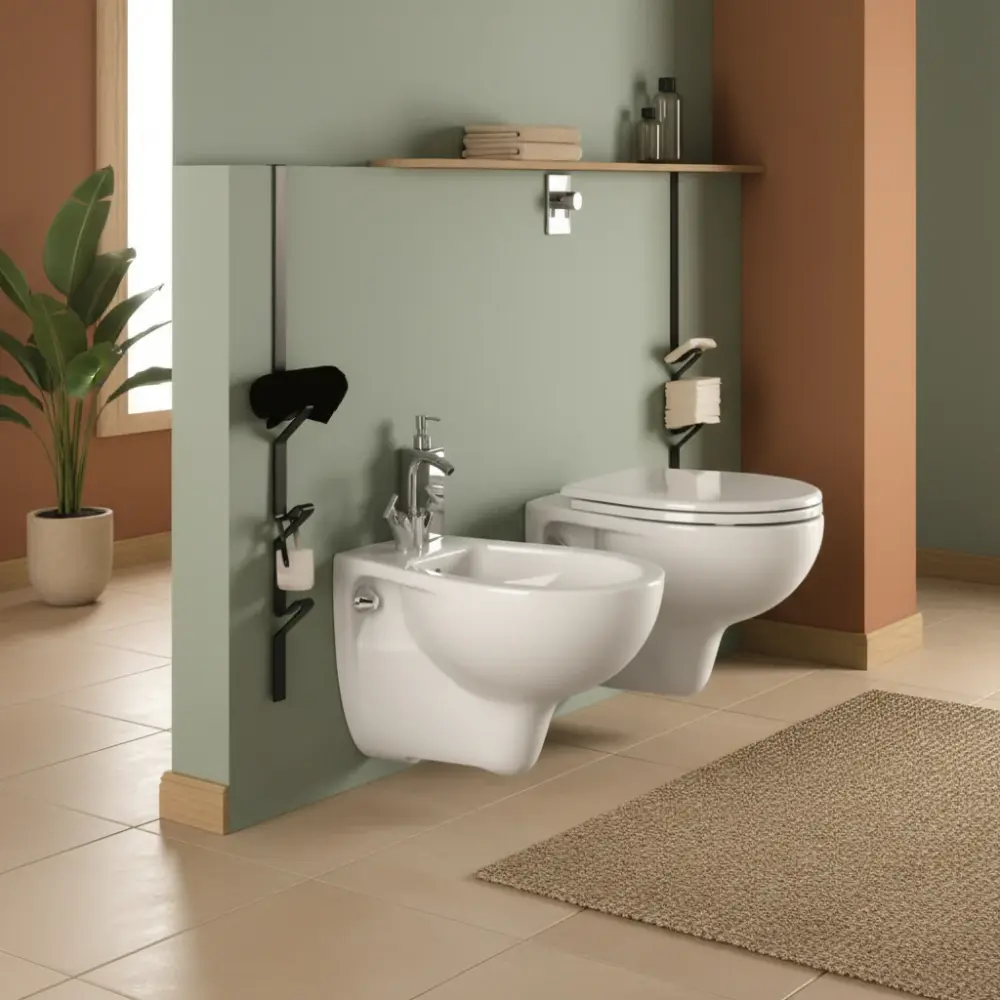 Sanitarios suspendidos wc+bidé +asiento softclose Geberit 'Colibrì 2' cm 53 nueva colección