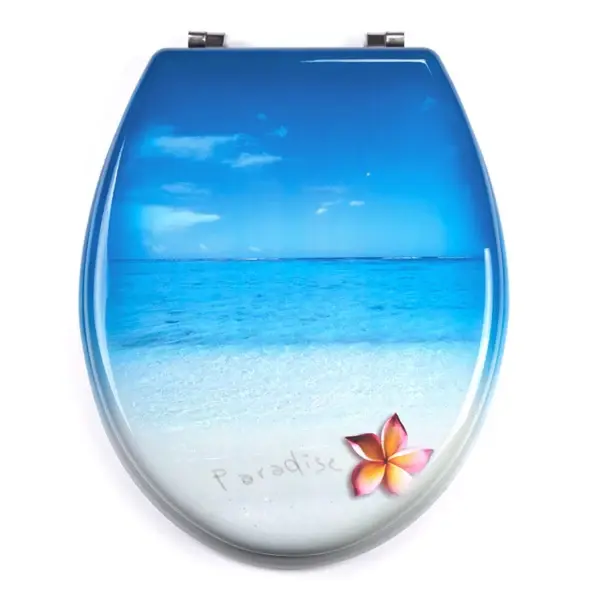 Sedile WC modello Paradise MDF con cerniere Acciaio Inox - Blu