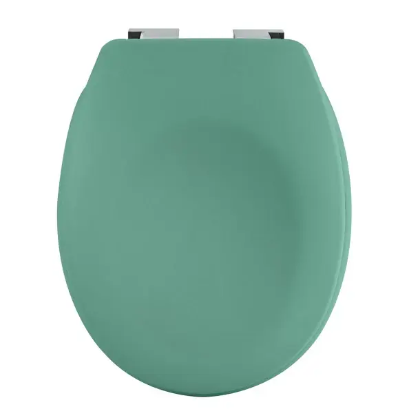 Sedile WC universale modello KLAK realizzato Thermo Dur Colore Verde Menta e Cerniere acciaio inox