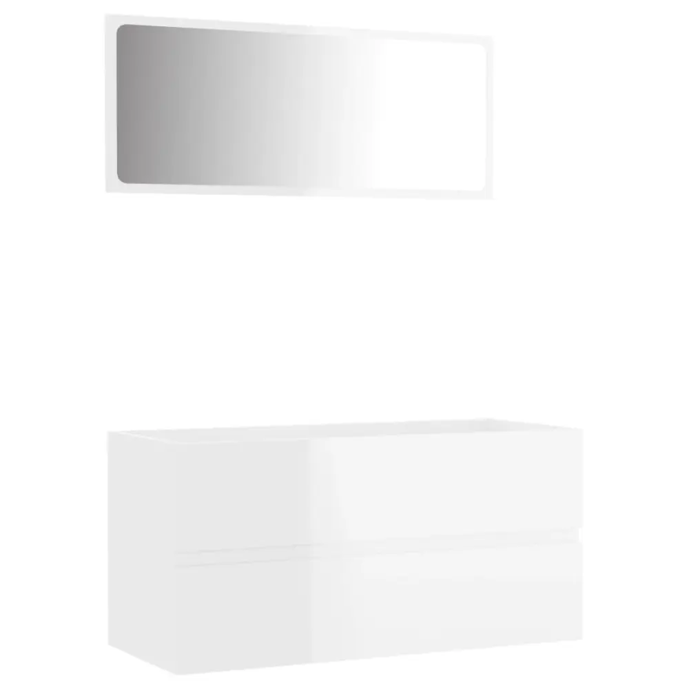 vidaXL set muebles de baño 2 piezas madera contrachapada blanco brillo