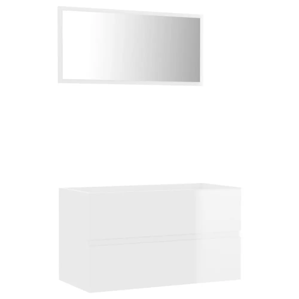 vidaXL set muebles de baño 2 piezas madera contrachapada blanco brillo