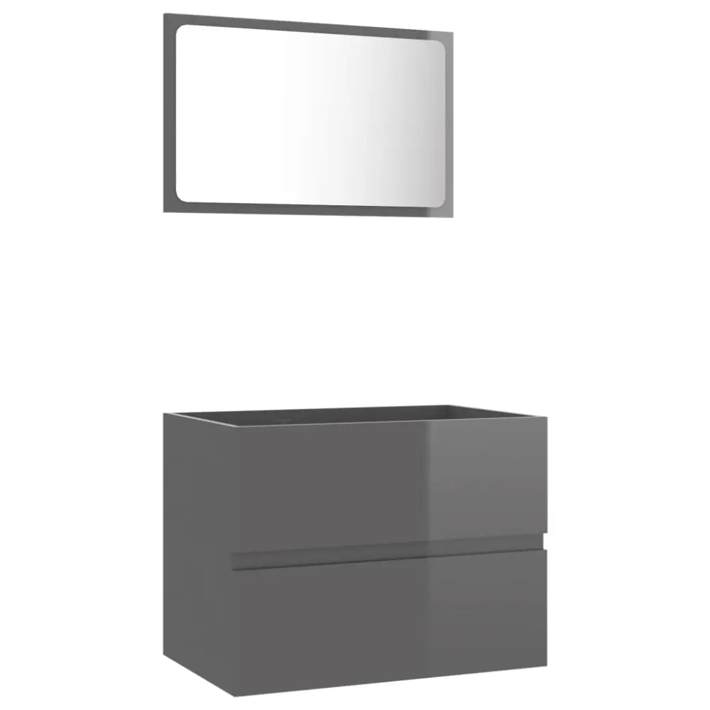 vidaXL set muebles de baño 2 piezas madera contrachapada gris brillo