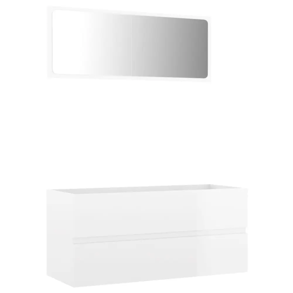 vidaXL set muebles de baño 2 piezas madera de ingenierí blanco brillo