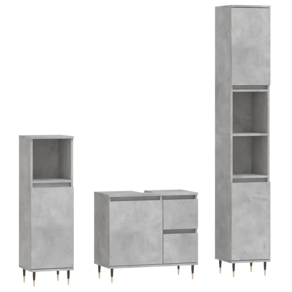 vidaXL set muebles de baño 2 piezas madera contrachapada gris hormigón