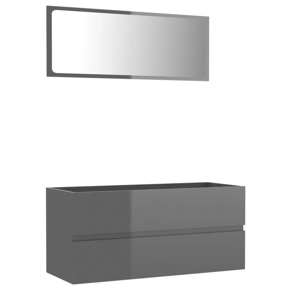 vidaXL set muebles de baño 2 piezas madera de ingenierí gris brillo