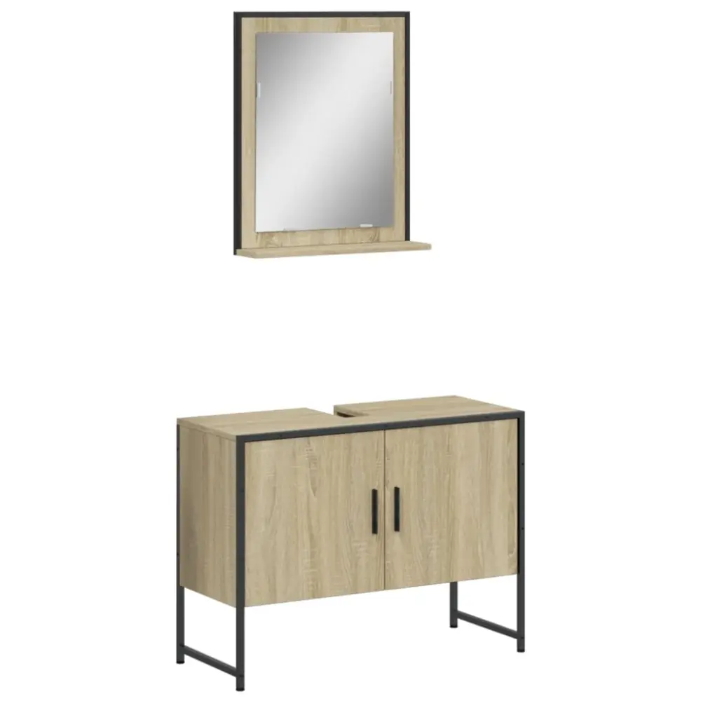 vidaXL set de muebles de baño 2 pzas madera de ingenierí roble sonoma