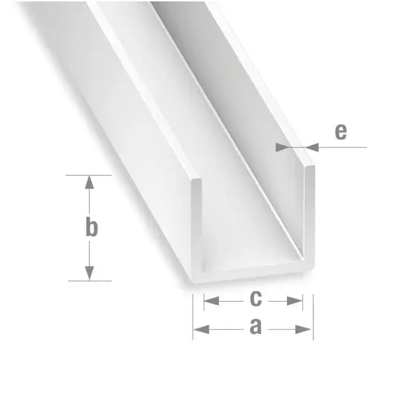Perfil en U pvc 260x1,8x1 cm