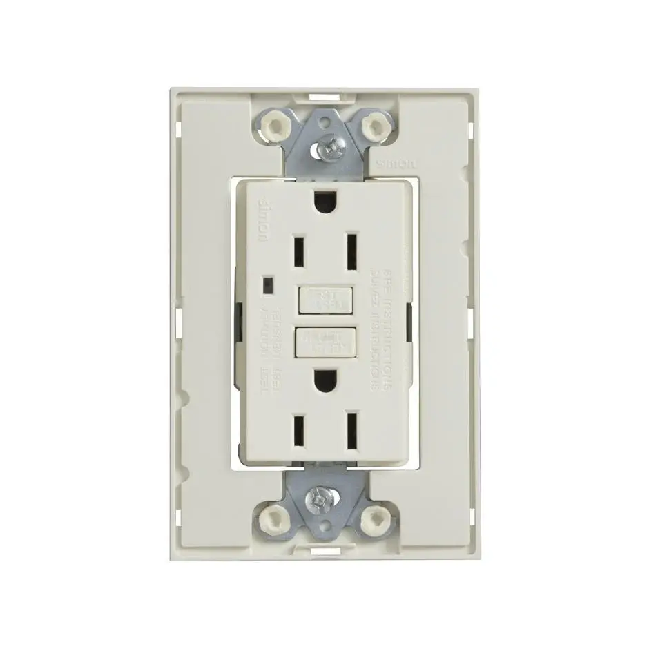 Interruptor de circuito por falla tierra gfci con chasis marfil Simon 25 plus