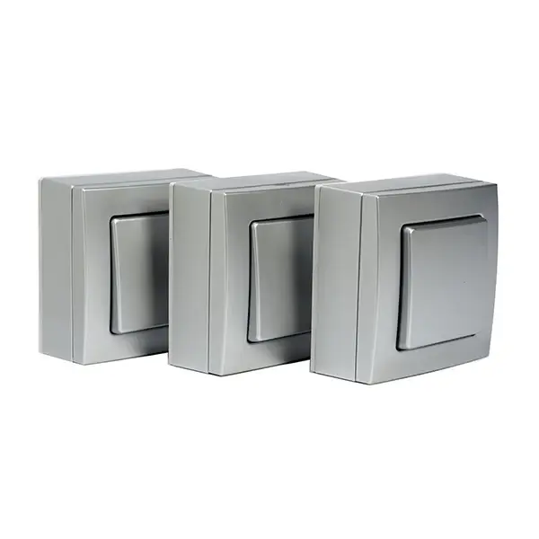 Set 3 interruptor superficie 10a cromado