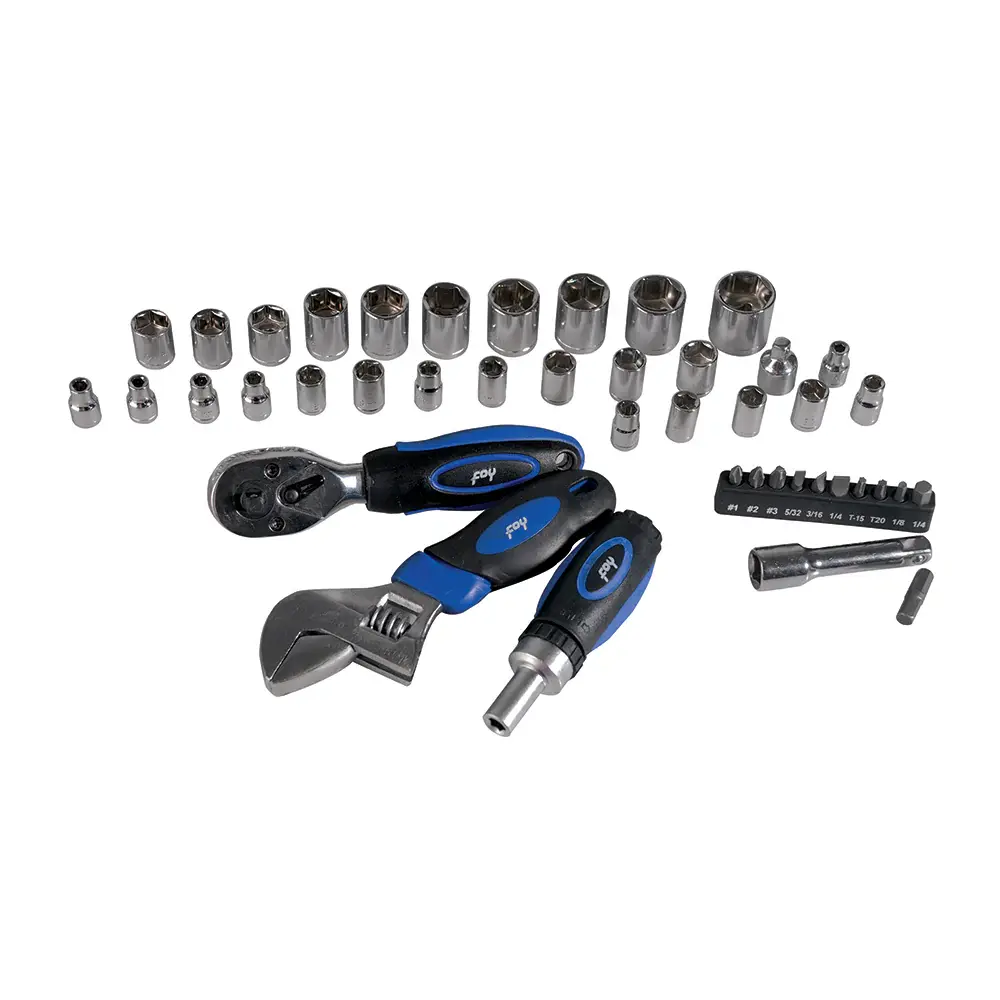 Juego combinado de herramienta 45 piezas, con estuche plástico Foy con Garantí del Fabricante