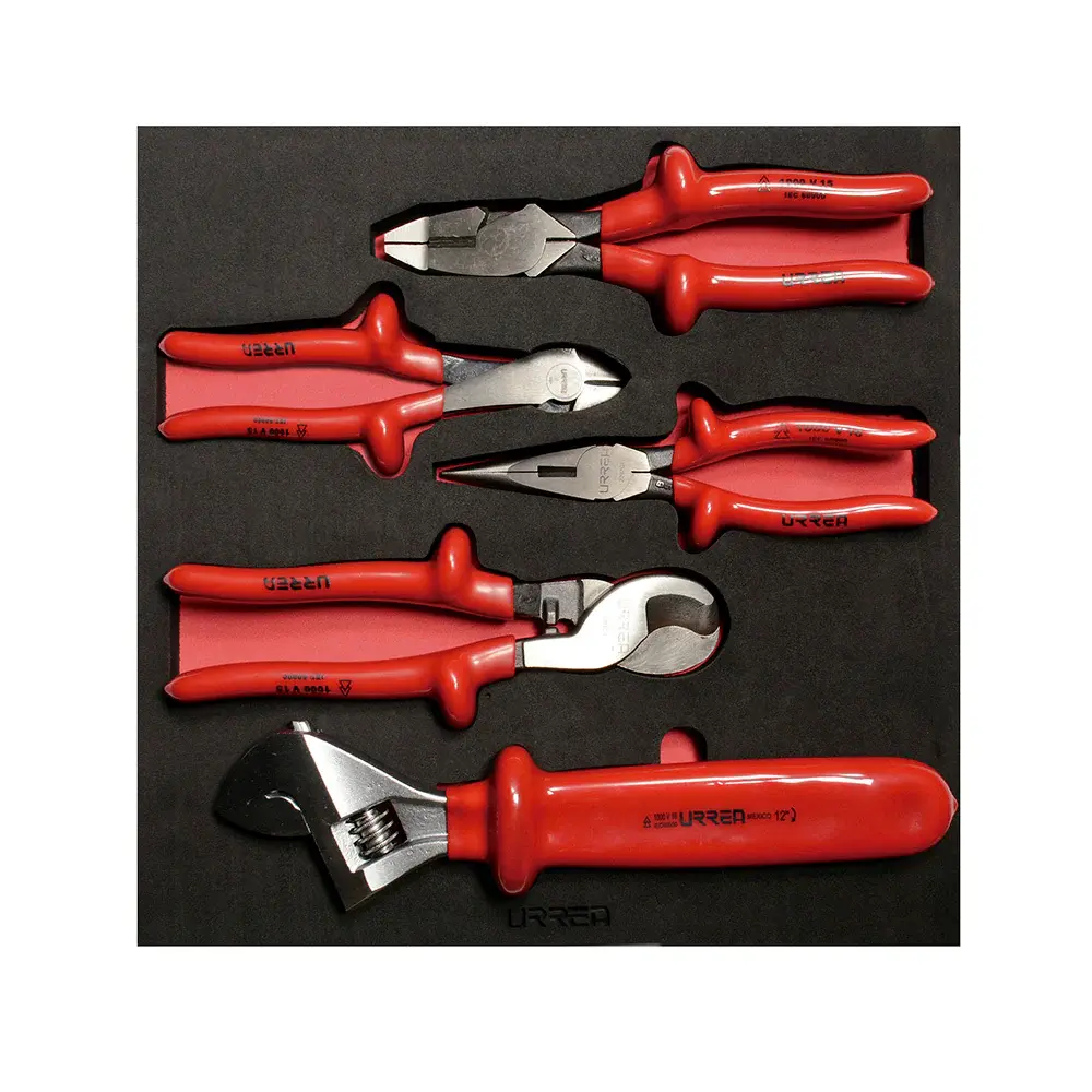 Ajustable Juego de pinzas y llave ajustable 1000 V 5 piezas, charola CH220-C Urrea