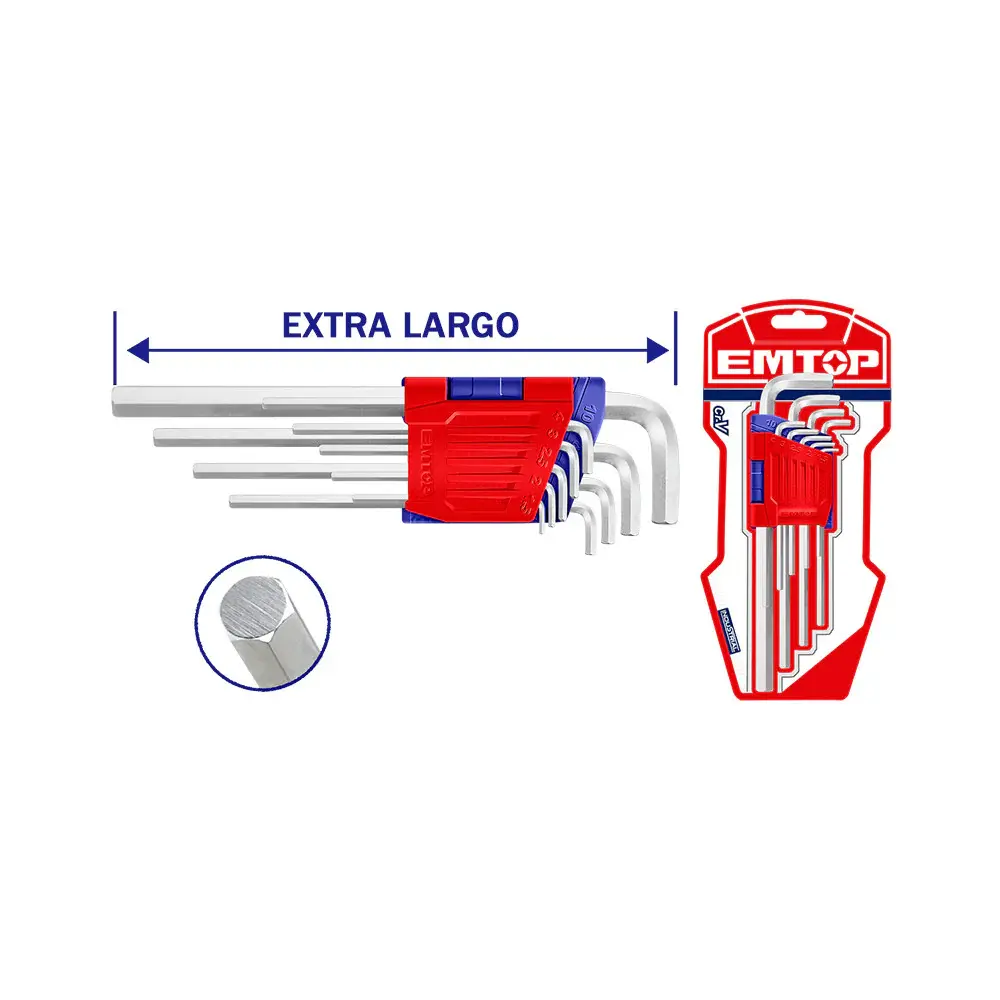 Antideslizante EMTOP JUEGO DE LLAVES HEXAGONALES PLEGABLES 9 PCS EHKY1092