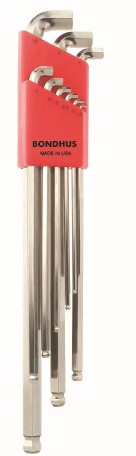 Bondhus 16799 - Juego de 9 llaves en L puntabola XL Stubby Bondhus BriteGuard (1.5-10 mm.) para Reparaciones