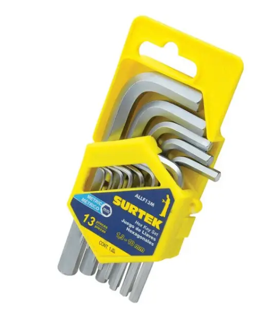 Ergonómico Juego de 13 Llaves Hexagonal "L" Métricas 1.3 mm 10 mm Surtek ALLF13M