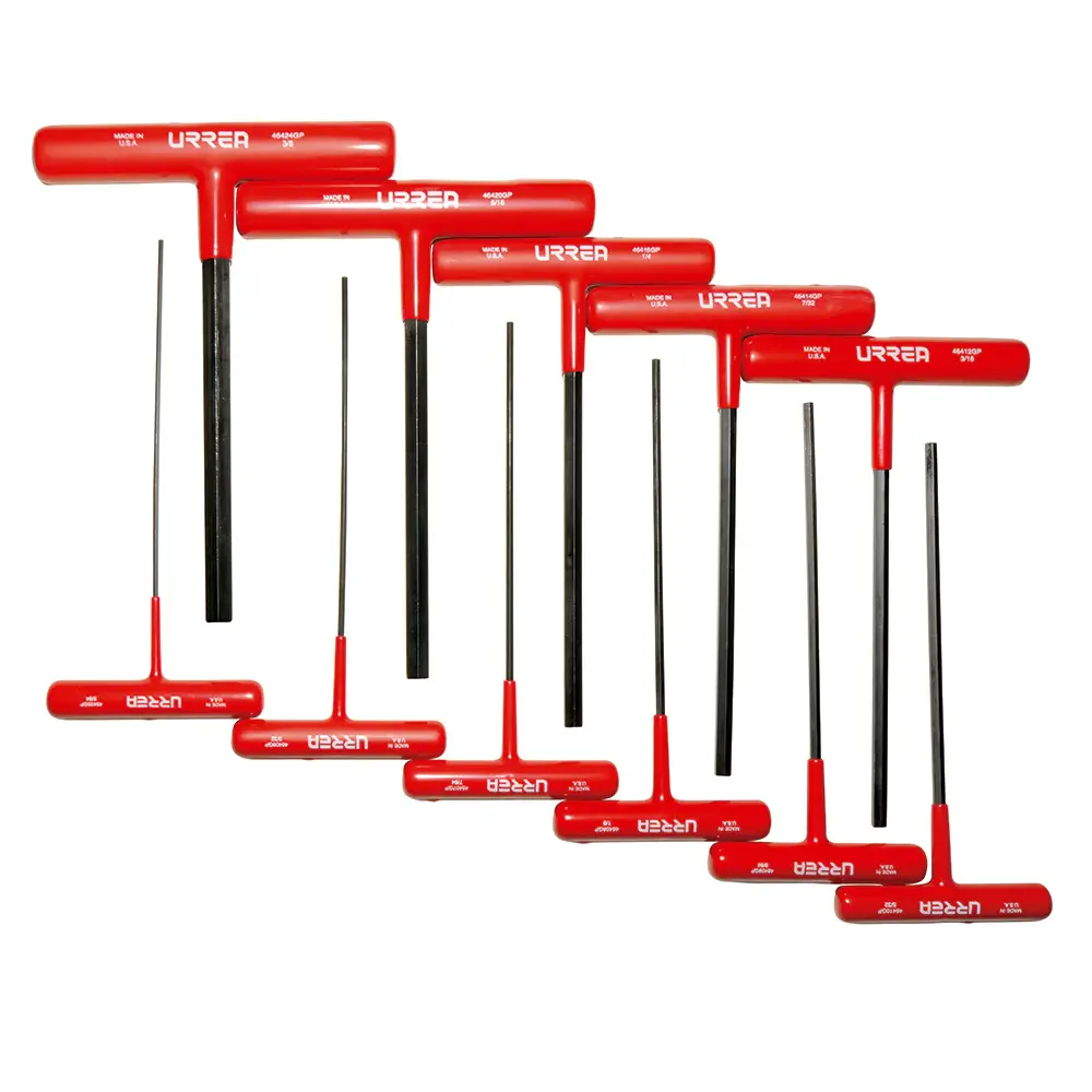 Ergonómico Juego de llaves hexagonales cortas tipo "T" ergonómicas, en pulgadas, 11 piezas en blíster Urrea