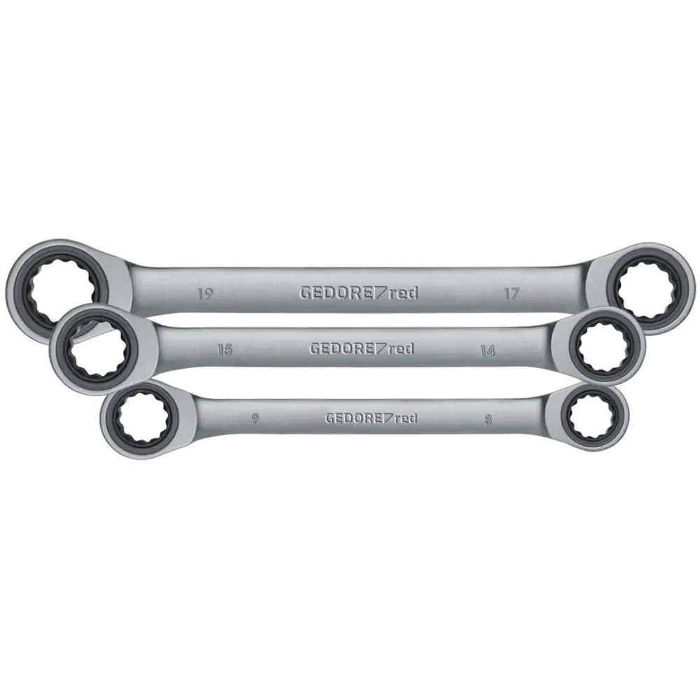 GEDORE red R07405006 - Juego de 6 llaves de carraca poligonales dobles 8-19 mm para Reparaciones