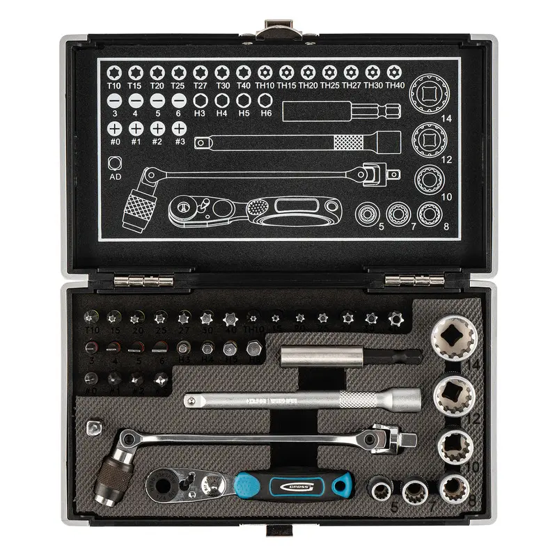 Gross - juego de llaves de vaso y puntas de 1/4 - 37 piezas. Juego Completo de 32