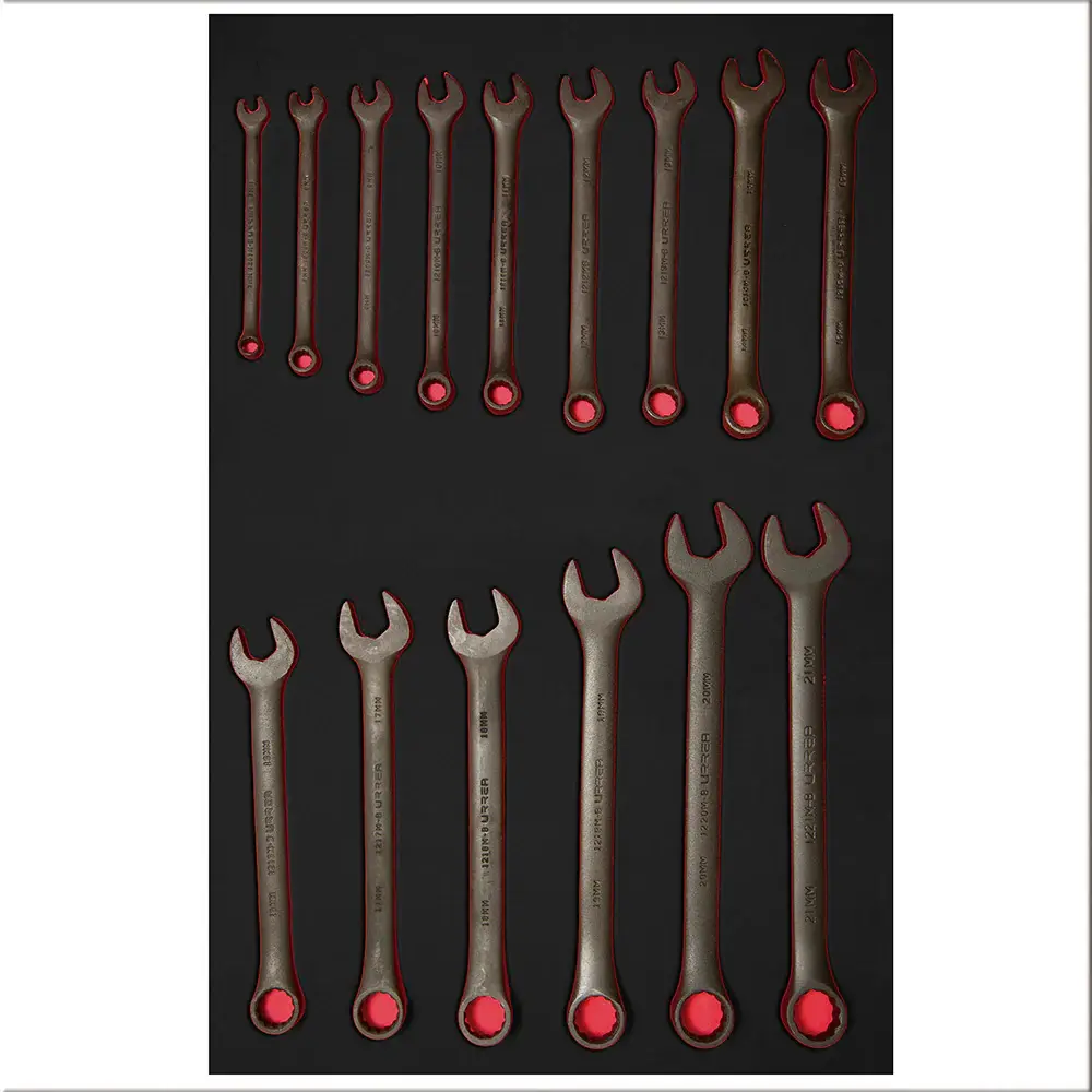 Juego de llaves combinadas fosfatizadas métricas 15 piezas, CH304-C Urrea para Bricolaje