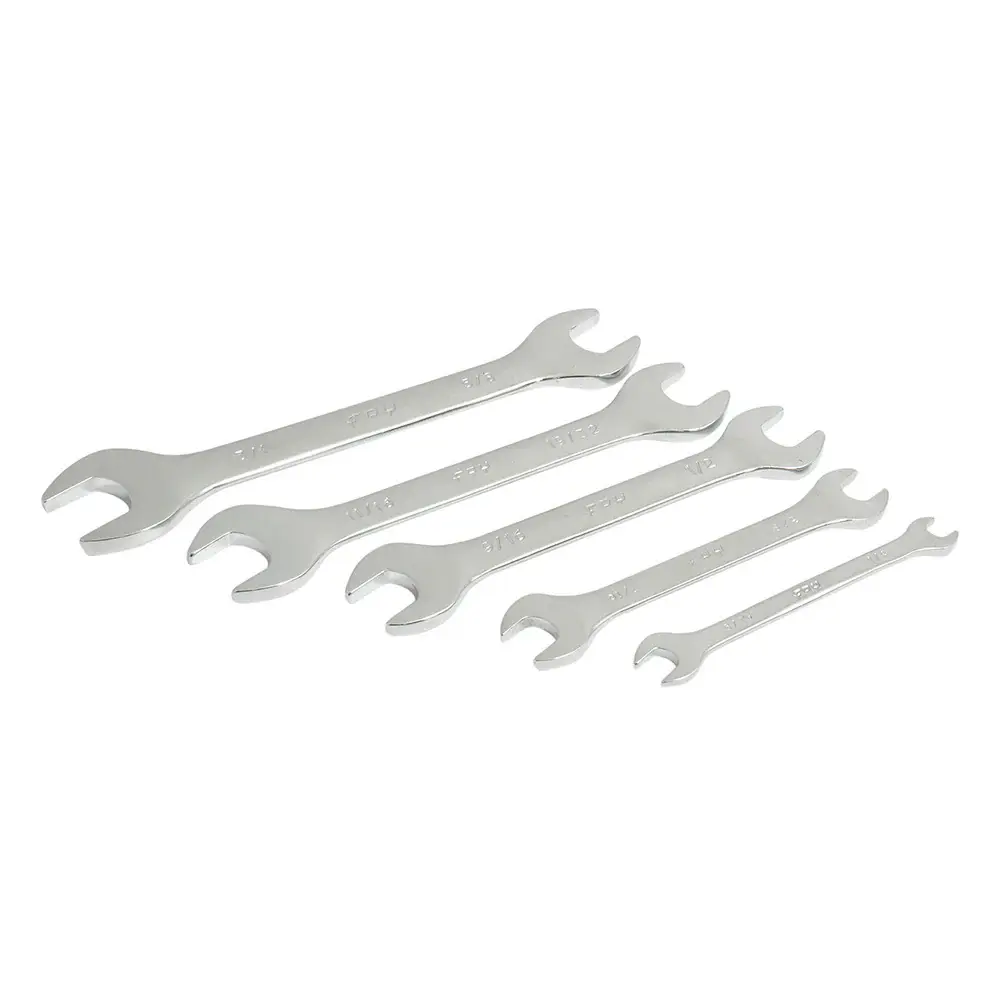 Juego de llaves españolas pulido espejo en pulgadas, 5 piezas en rack Foy para Reparaciones