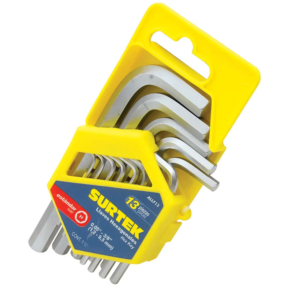 Juego de llaves hexagonales tipo "L", en pulgadas, 13 piezas en rack Surtek con Garantí del Fabricante