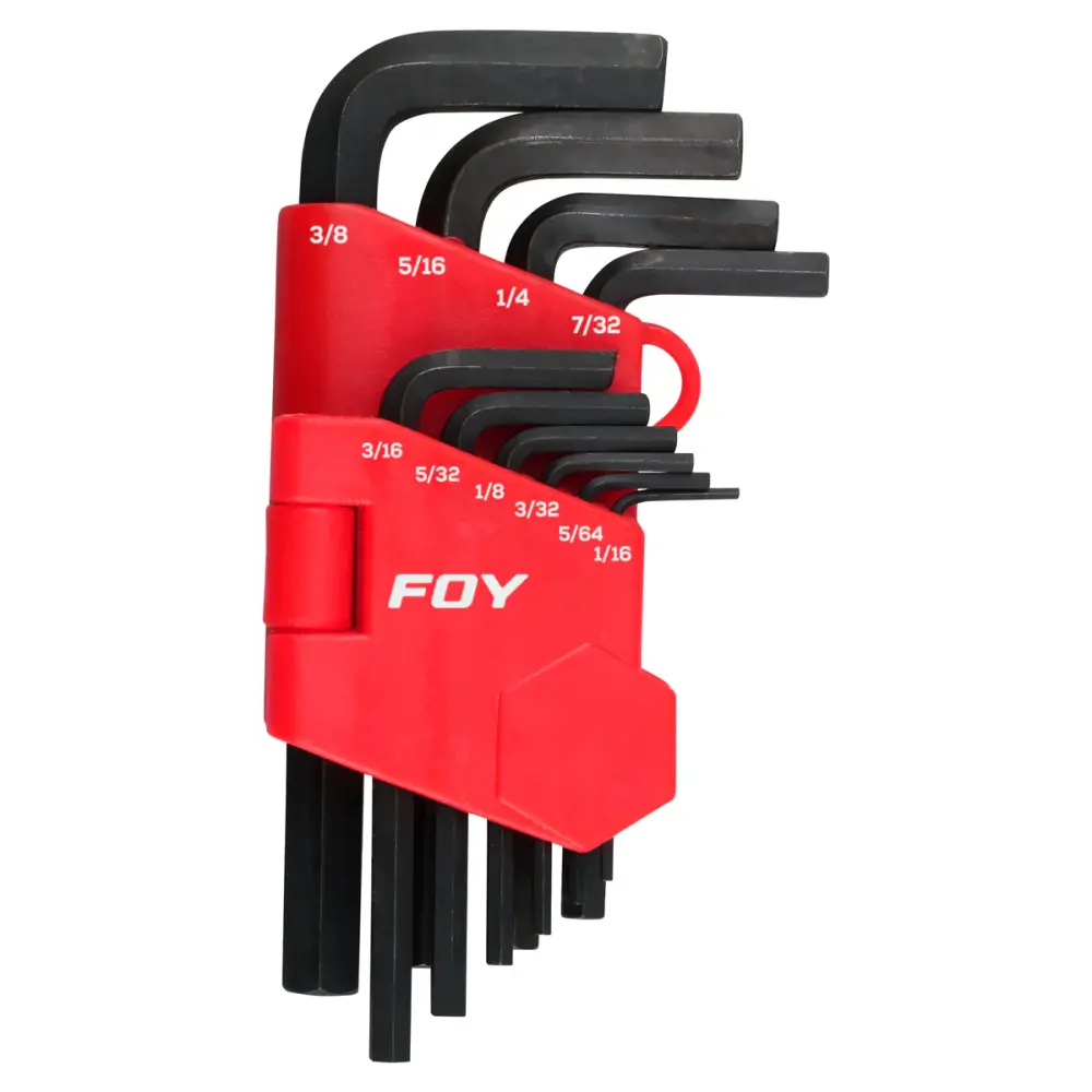 Llave de Juego de llaves hexagonales tipo "L", en pulgadas, 10 piezas en rack Foy