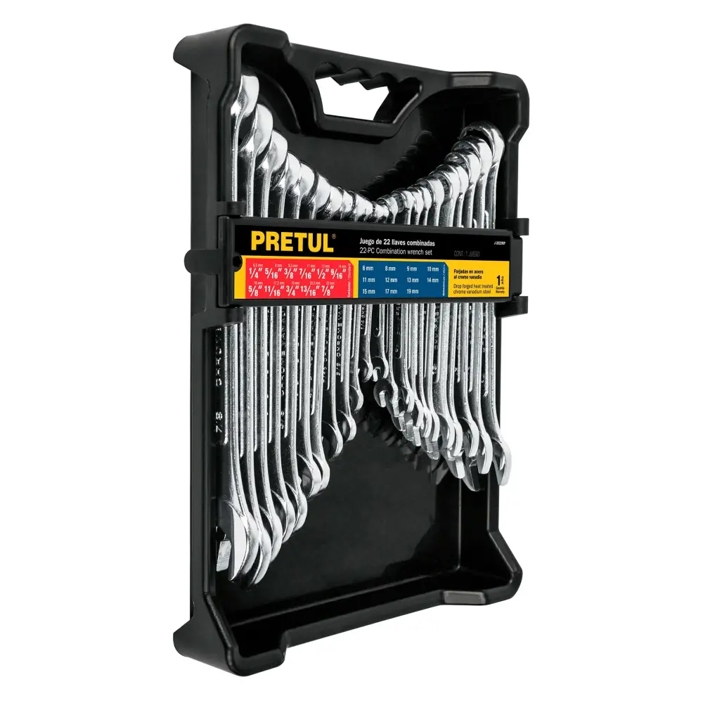 Precisión Juego De 22 Llaves Combinadas Std y mm, Pretul 22018