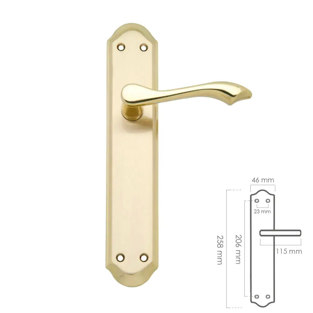 Juego Manivelas Para Puertas, Laton Pulido Satinado "Oryx Aurora" con 3 Llaves Incluidas