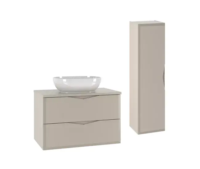 Acero Inoxidable Premium Conjunto de muebles con lavabo individual 80cm y columna Ellie Cachemira