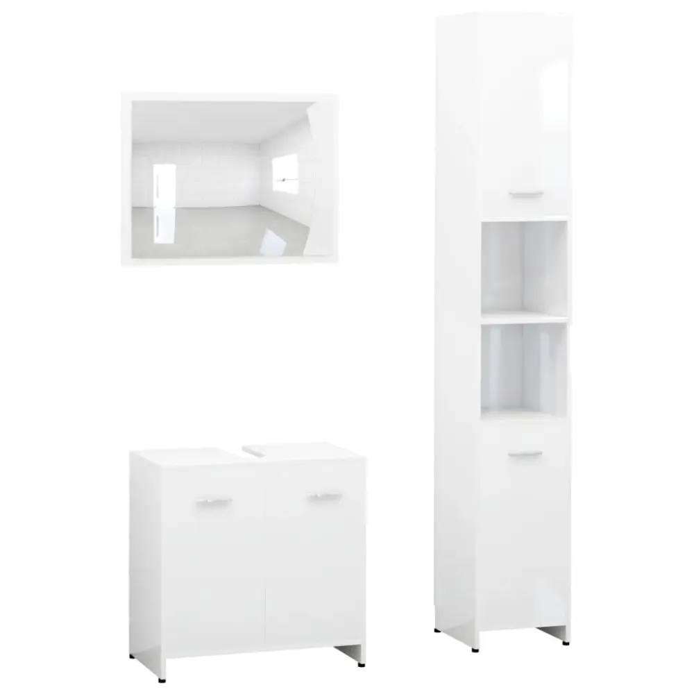 Gancho de Toalla vidaXL juego muebles de baño 3 piezas madera ingenierí blanco brillo