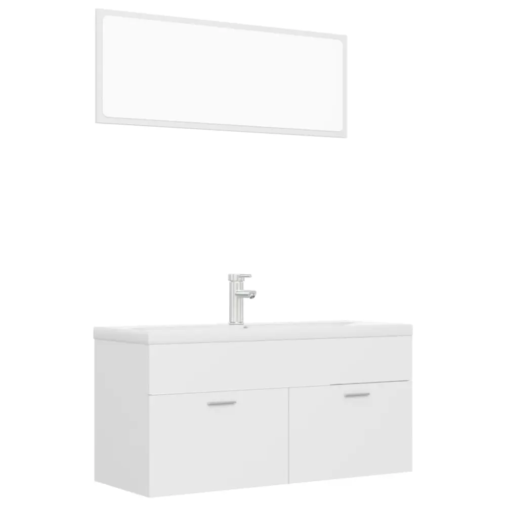 Juego de Toalleros vidaXL juego de muebles de baño madera de ingenierí blanco