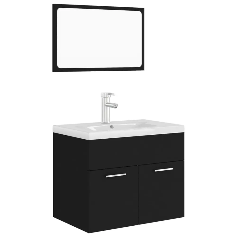 Organizador de Lavabo vidaXL juego de muebles de baño madera de ingenierí negro